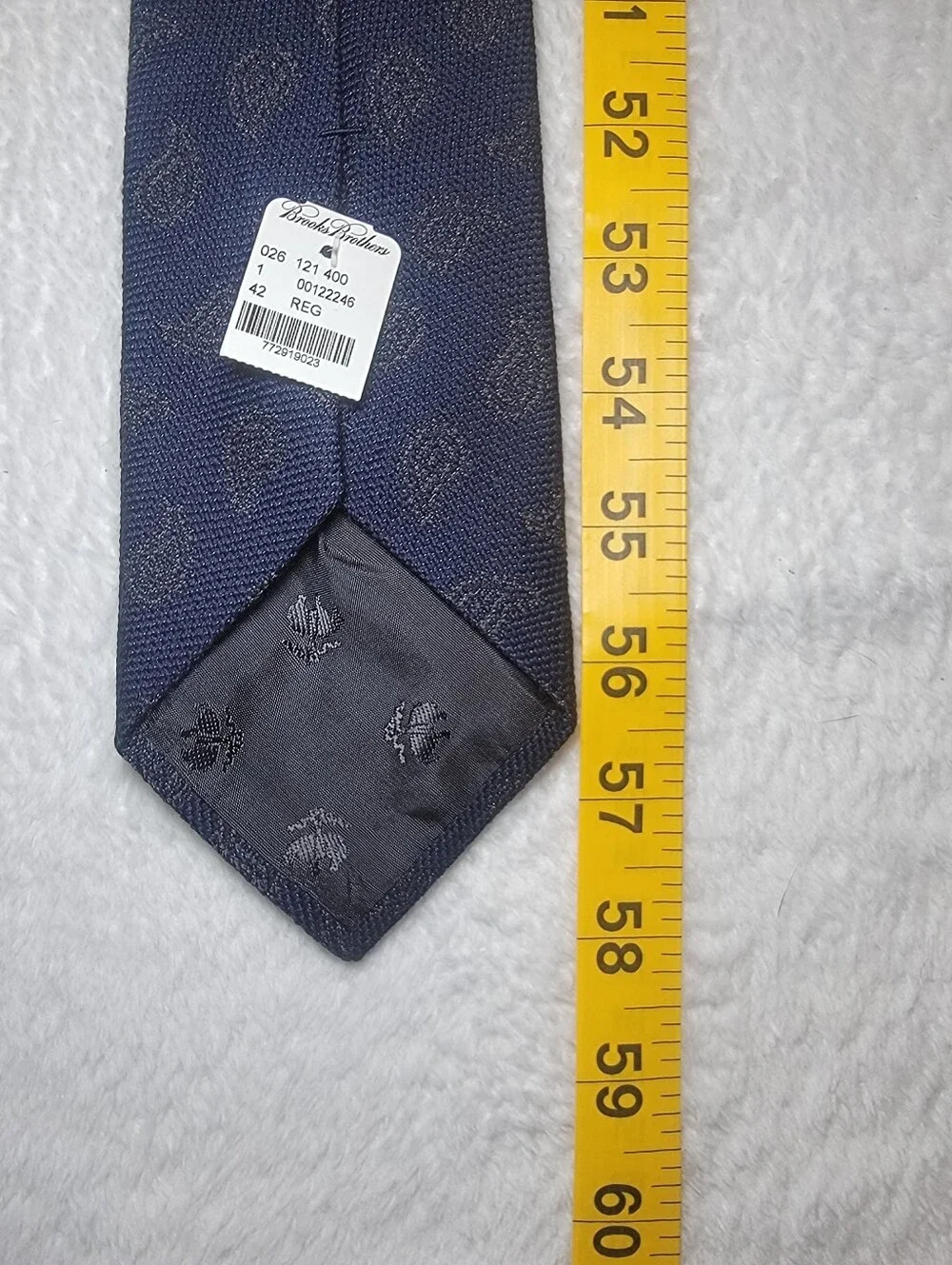 NWT Brooks Brothers Navy Paisley Tie Wool Cotton Silk Made in NY Italian Fabric